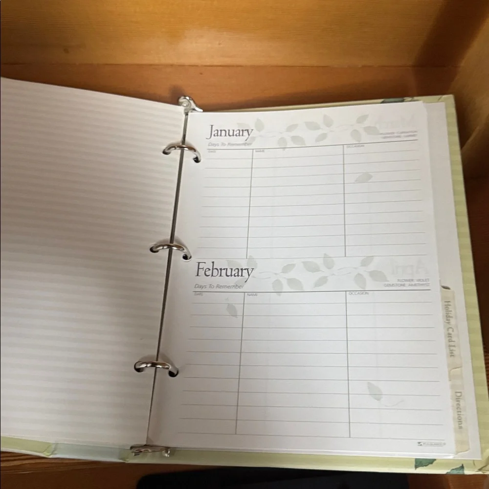 🆕 At A Glance Green Leaf Patterned Address, phone number & more Binder Album